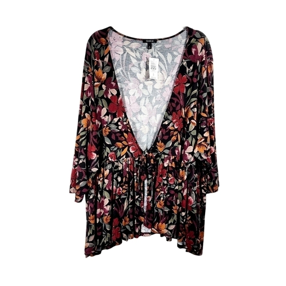 TORRID TIE FRONT BABYDOLL FLORAL CARDIGAN - Picture 2 of 7